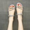 Women's Flat Slippers Rhinestones Soft Sole One Kick Women's Sandals New Dress Beach Summer Two-wear Fashion Sandalias De Mujer