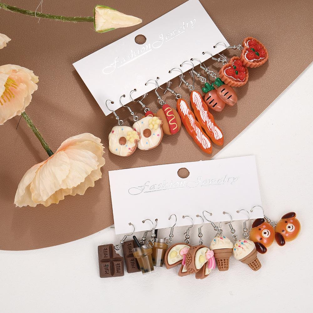 20 Pcs Cartoon Animal INS Earring Set For Women Simple Colorful Temperament Lovely Resin Fruit Drop Earring Trendy Jewelry Gifts
