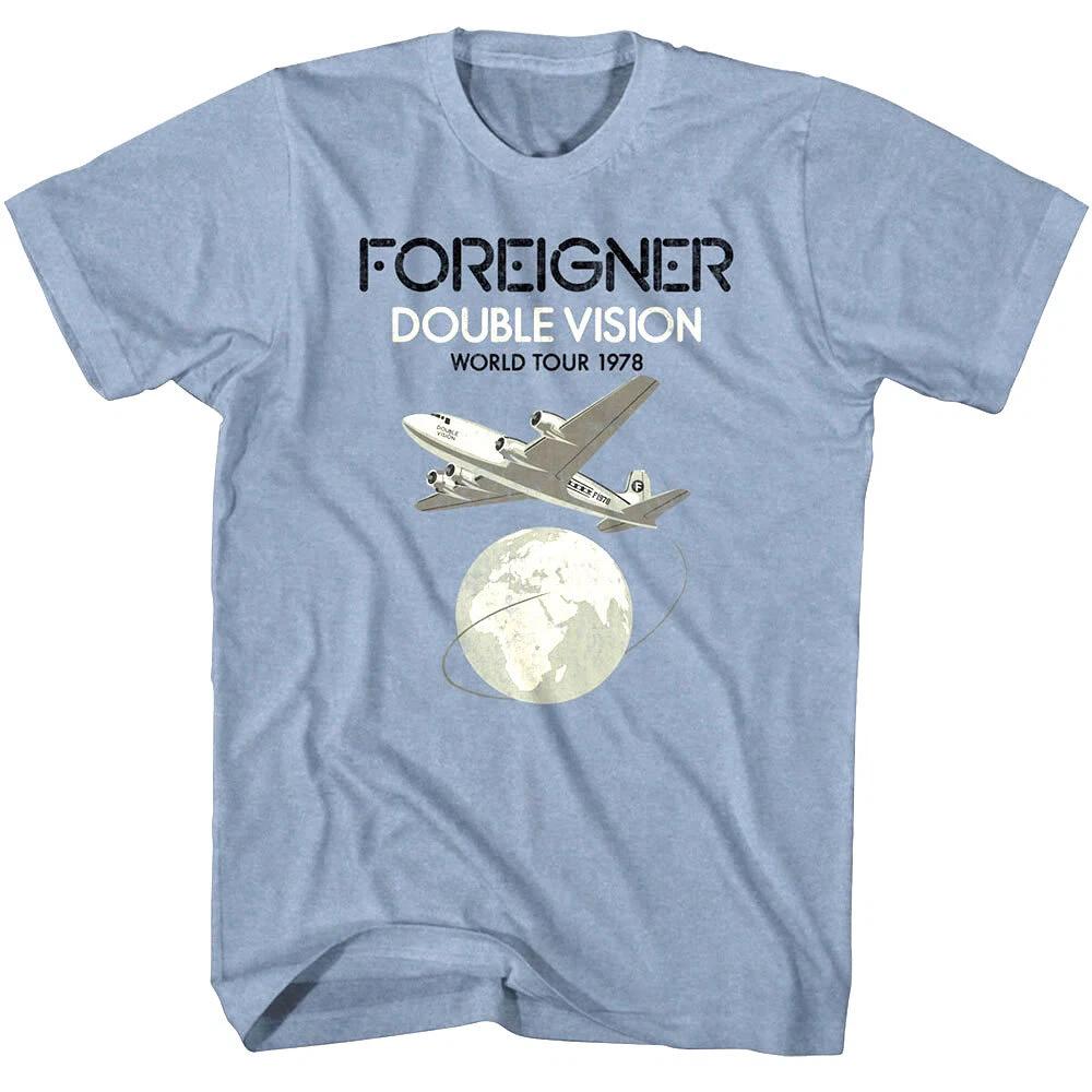 

Foreigner Double Vision Мировой тур 1978 Мужская футболка Самолет Земля Рок-группа 2XL