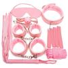 7-Piece Erotic SM Set: Plush Handcuffs, Leather Whip, Binding Restraints & More.