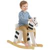 Rocking Horse for Children, Wooden Base, Backrest, Ages 18 Months-3 Years, Black and White