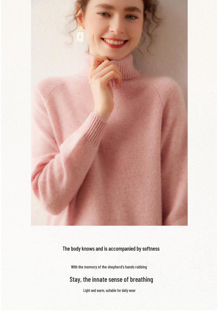 Lekasha High Neck Women's Cashmere Sweater - Solid Color Loose Knit Pullover for Autumn and Winter