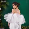 Detachable Big Puffy Tulle Shoulder Cuffs Long Streamer Floating Arm Sleeves Off Shoulder Bridal Accessory For Spaghetti Strap Wedding Gown Photoshoot
