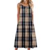 Damenmode lässiges ärmelloses Knopfdress mit Karomuster und Tasche
