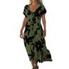 Summer Dress Women's Long Boho Beach Dress Elegant Maxi Dress V-Neck Short Sleeve Summer Tunic Dress Light Airy
