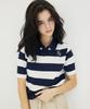 AWESOME STUDIO Striped Cable Collar Knit Navy