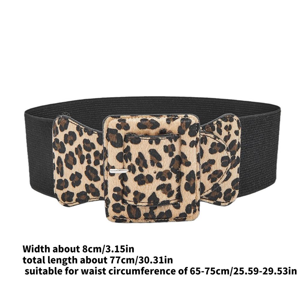 Retro Wide Waistband for Women Elegant Wild Style Belt with Leopard Print Retro Wide Girdle Belt Stylish Accessory