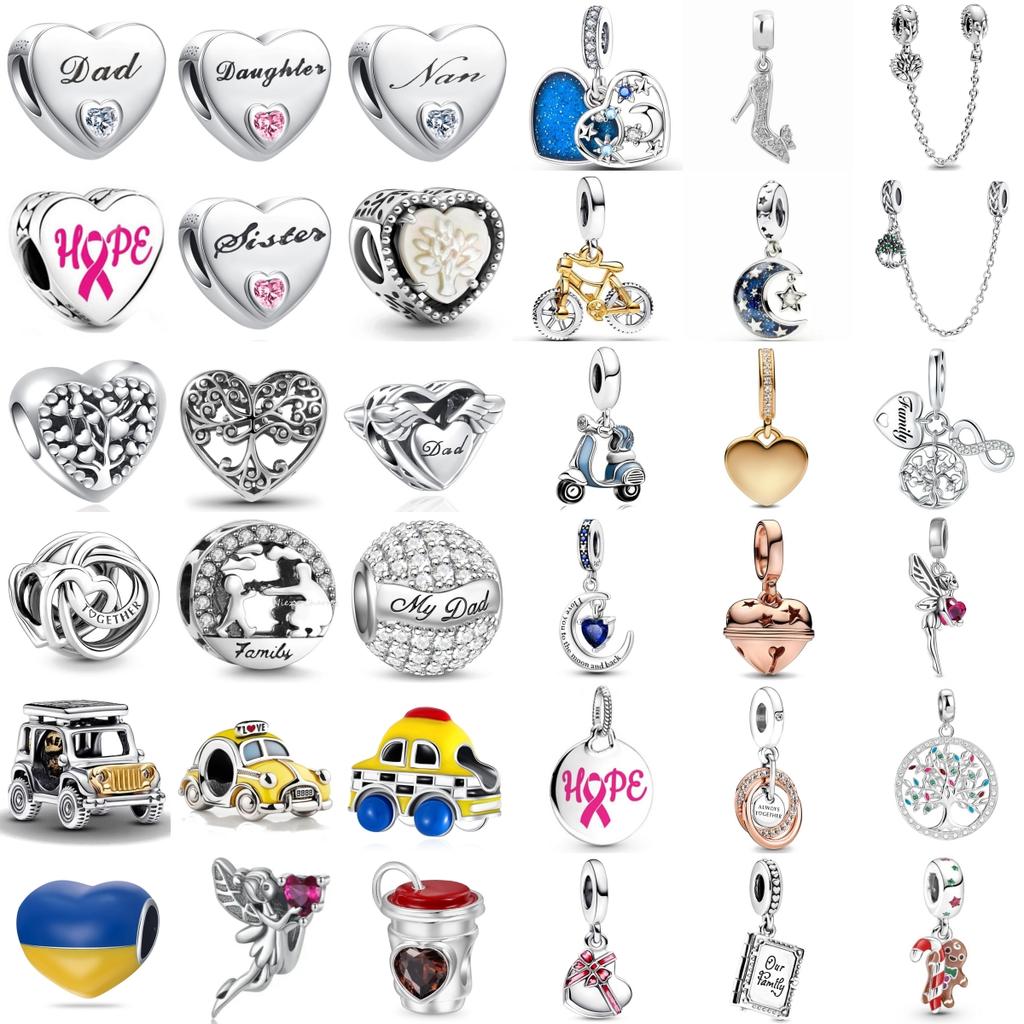 New 925 Silver Family Tree Automobile Angel Gift Box Charms Beads Fit Original Bracelet DIY Jewelry For Women Gift