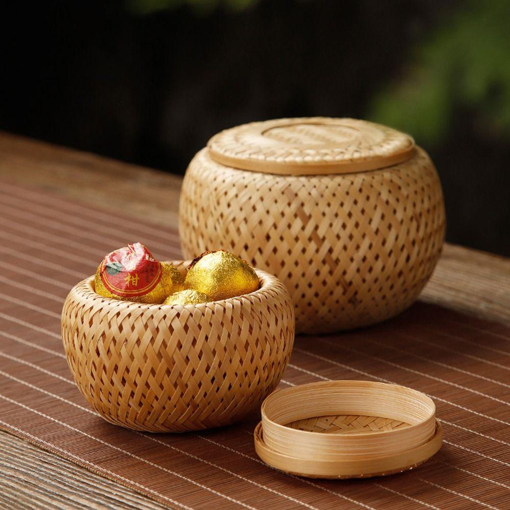 Desktop Ornament Bamboo Storage Basket Fruit Dried Fruit Snack Woven Basket Cute Tea Basket