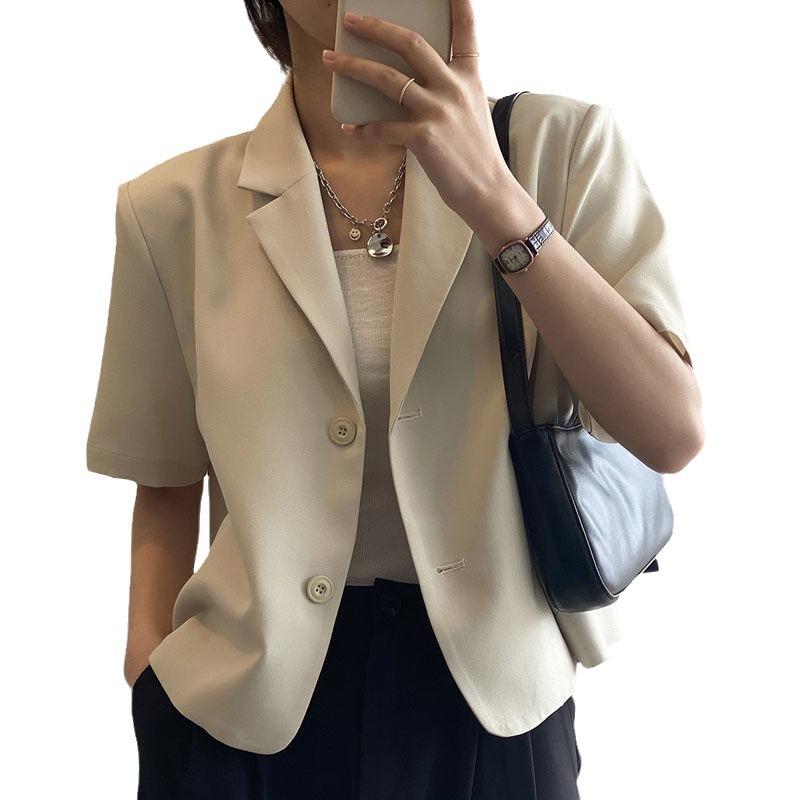 Blazer à manches courtes tendance pour femme, version fine d'été 2024, nouveau haut de costume court et décontracté
