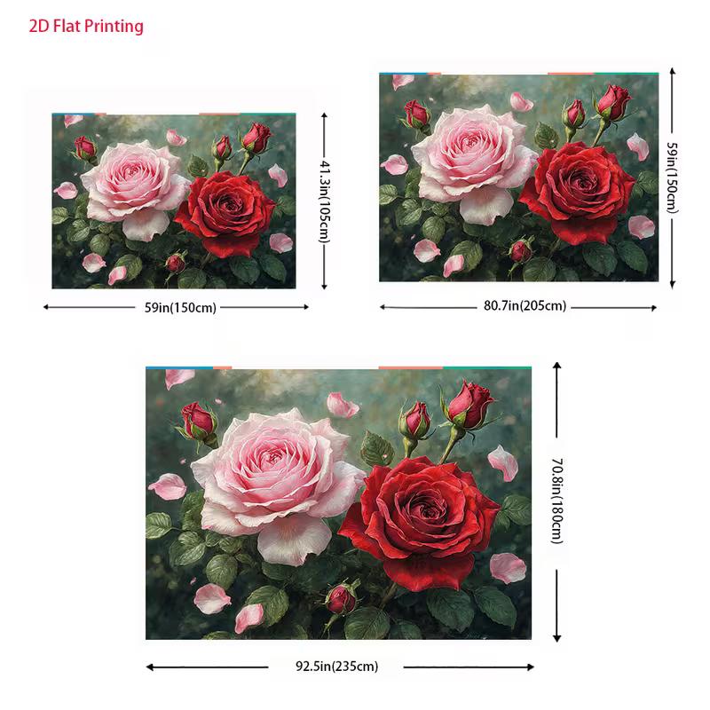 2D Large Pink Red Roses Backdrop Romantic Floral Wedding Photography Background