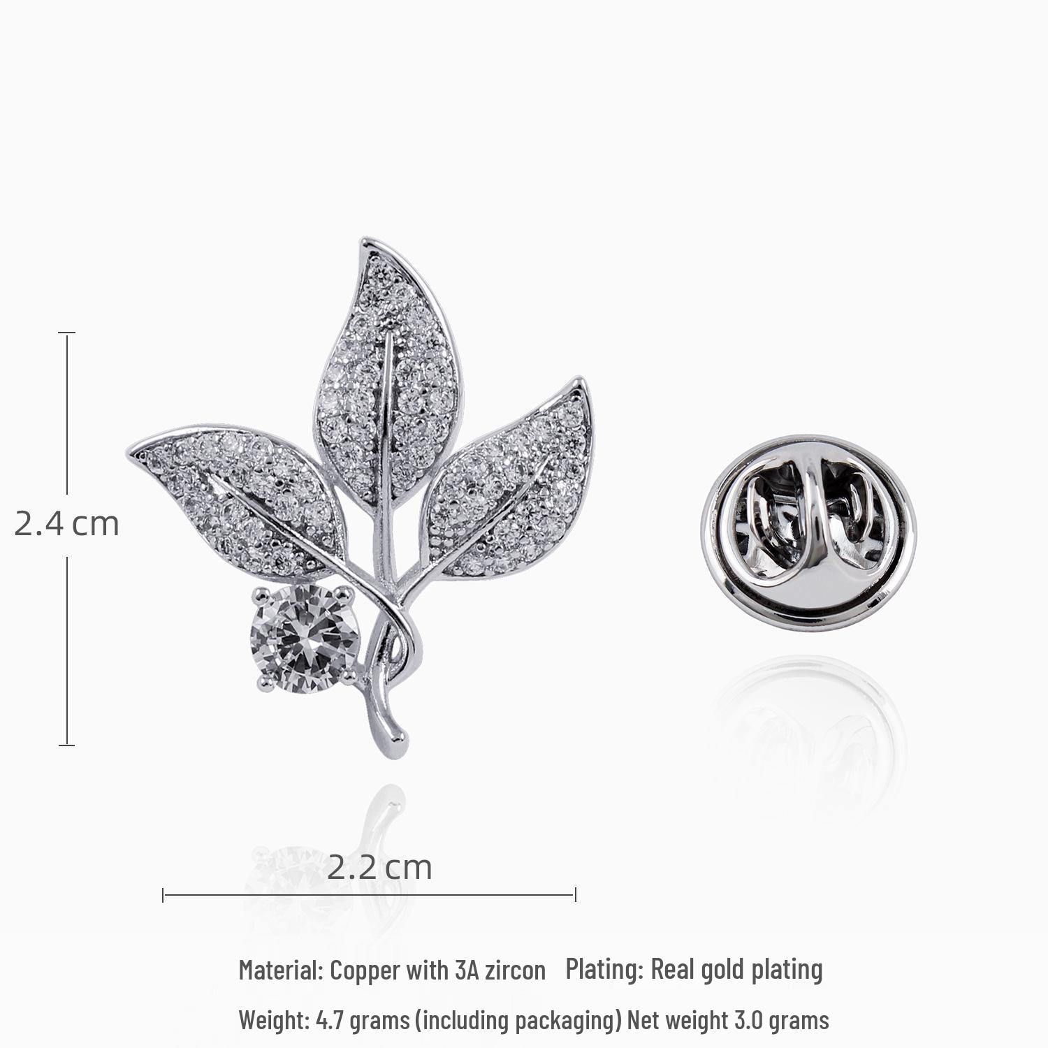 

Элегантная брошь с золотым покрытием: Брошь-листок с микроинкрустацией цирконами с застежкой, защищающей от раскрытия, для мужчин и женщин