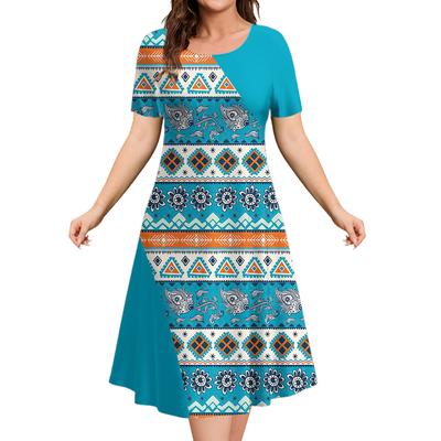 New Vintage Women's Christmas Dresses Ethnic Printed Elegant Casual Short Sleeve Dresses Y2k Fashion Women's Dresses Plus Size