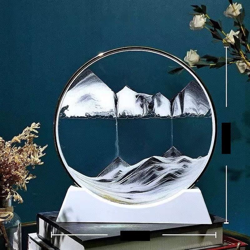 Luxurious Flowing Sand Painting - Ultra-Thin Golden Bezel Hourglass Home Decor Gift