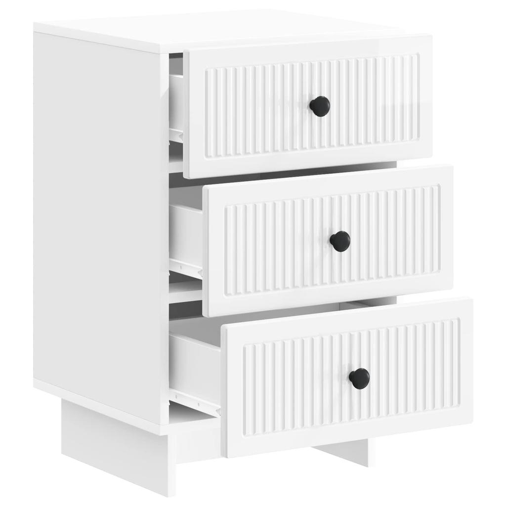 Nightstand High Gloss White 43 x 41 x 66.5 cm Particleboard