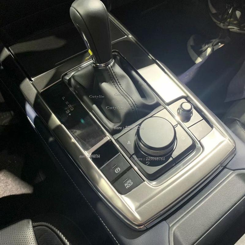 For Mazda Cx-30 Cx30 -  Stainless Black Console Gear Panel Frame Console Gear Shift Panel Cover Trim Accessories