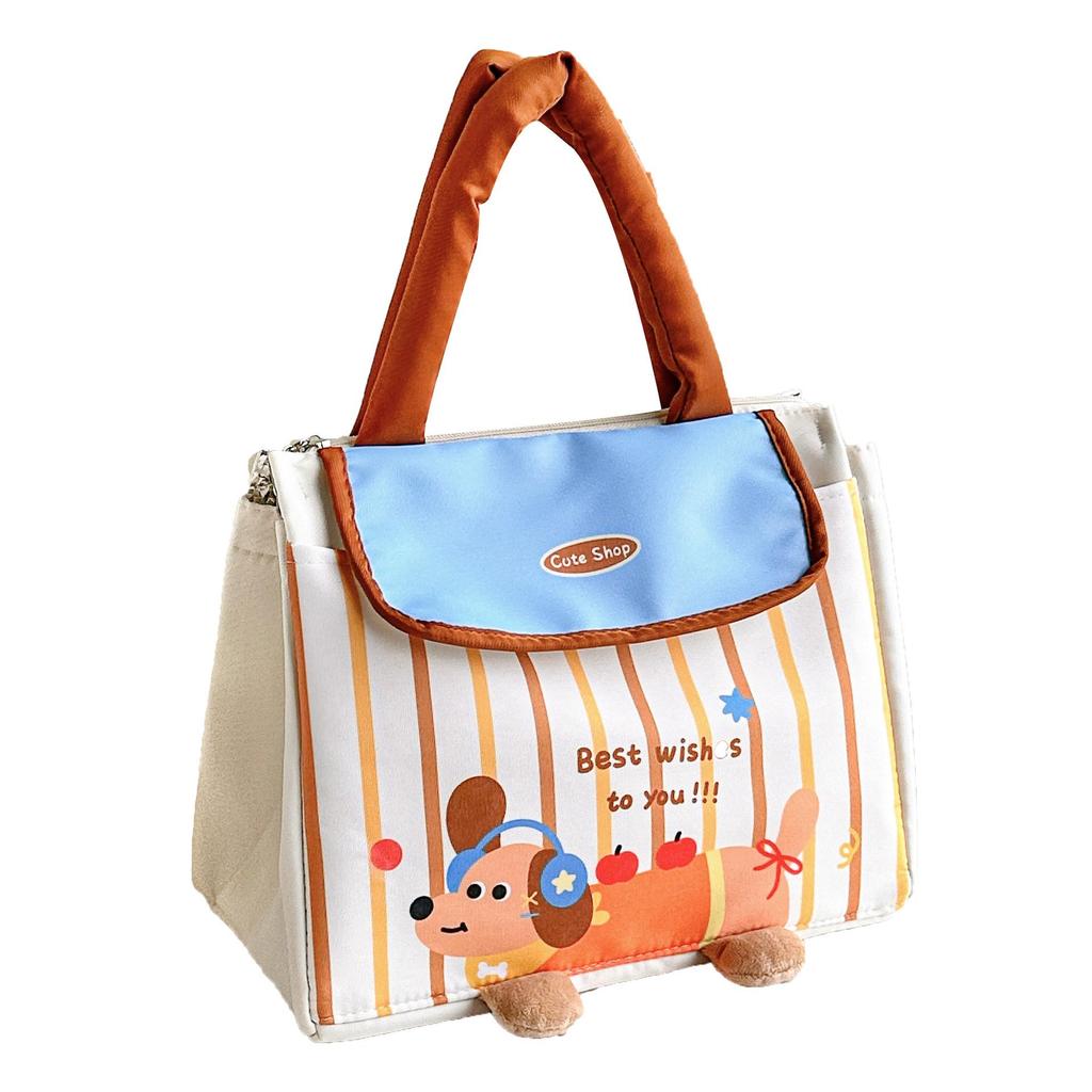Cartoon Cute Double-Layer Insulated Lunch Bag for Students & Office Workers