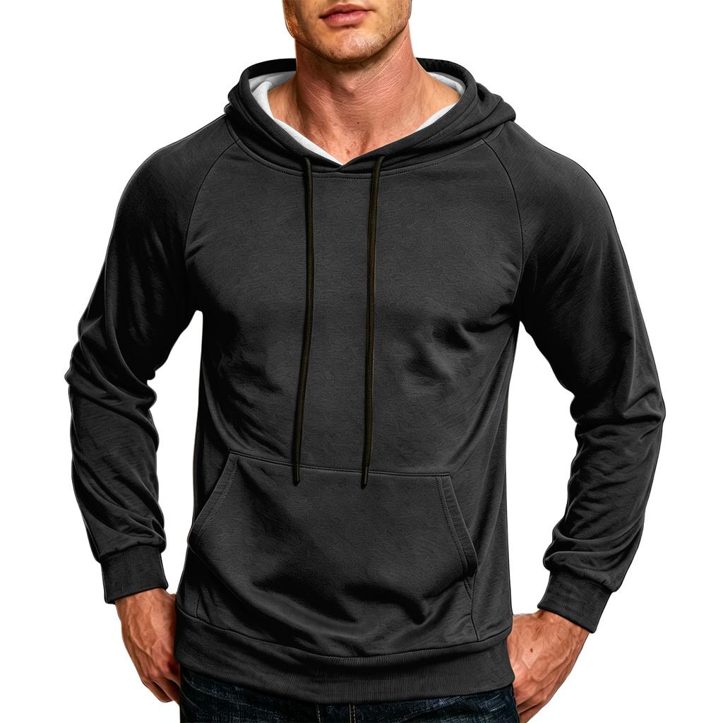 Men's Color Loose Fit Casual Hoodie with Pocket and Drawstring