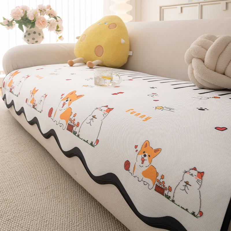Cartoon Cute Wind Sofa Cushion  New Summer Ice Silk Sofa Mat Special-Shaped Leather Sofa Cover