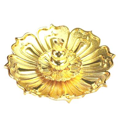 Mini Copper Alloy Flower Shape Incense Stick Stand Base Holder Home Decoration(Golden)
