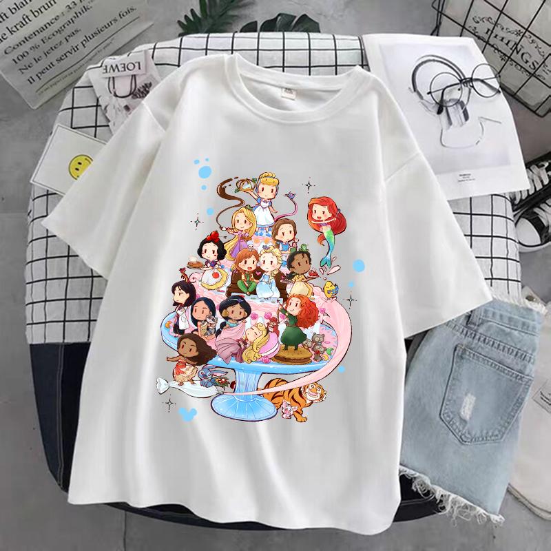 Princess Party Printed Cartoon Cute and Fun Short Sleeve Ladies Tops Cute Tshirts for Summer in The 90s T Shirt