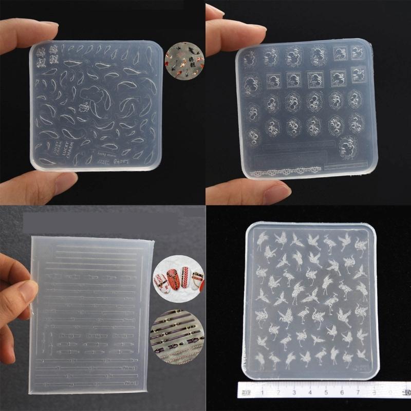 3D Nail Art Mold with Variety of Patterns Template Carving Sticker Stencil Tools Moulds for Nail Enthusiasts and Salons