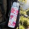 1PC Pink Cherry Blossom Flower Pattern Art 750ml Color Plastic Sports Water Bottle Leakproof Flip Straw Lid Suitable for Sports Office Home Use