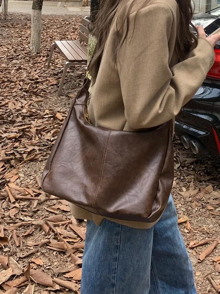 Vintage Polštářový design PU Kožená kabelka Boston Pro ženy Neformální Velkokapacitní Tašky přes rameno Crossbody Móda Nákupní tašky