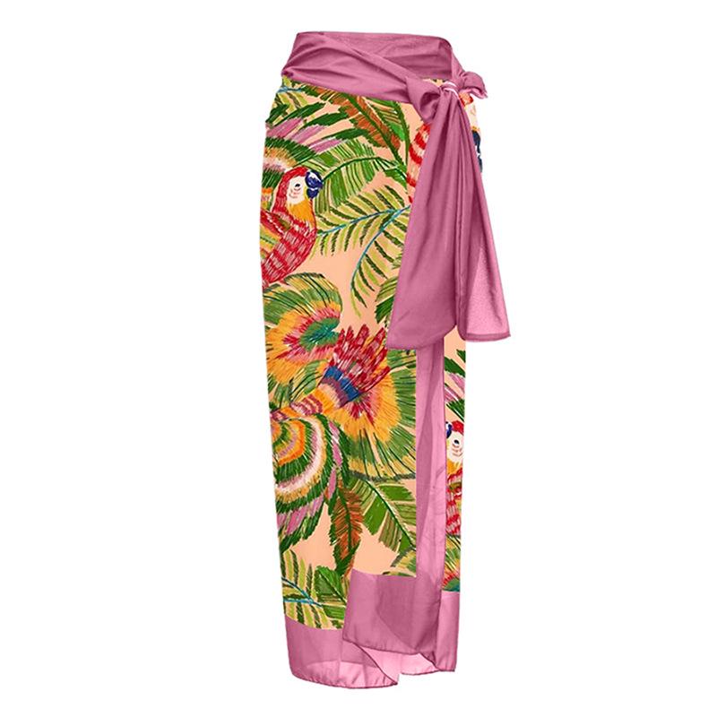 

Европейская и американская праздничная миди-юбка с принтом: Женское популярное пляжное платье-сарафан с завязками One Size розовый