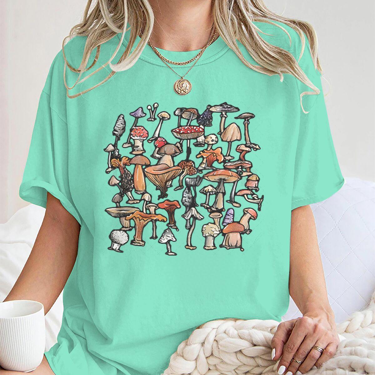 

Vintage Wild Mushroom T Shirt Meme Gift Shirt Funny Tee Unisex Women Vintage Style Aesthetic Unisex Crew Neck Short Sleeve Tee 4XL