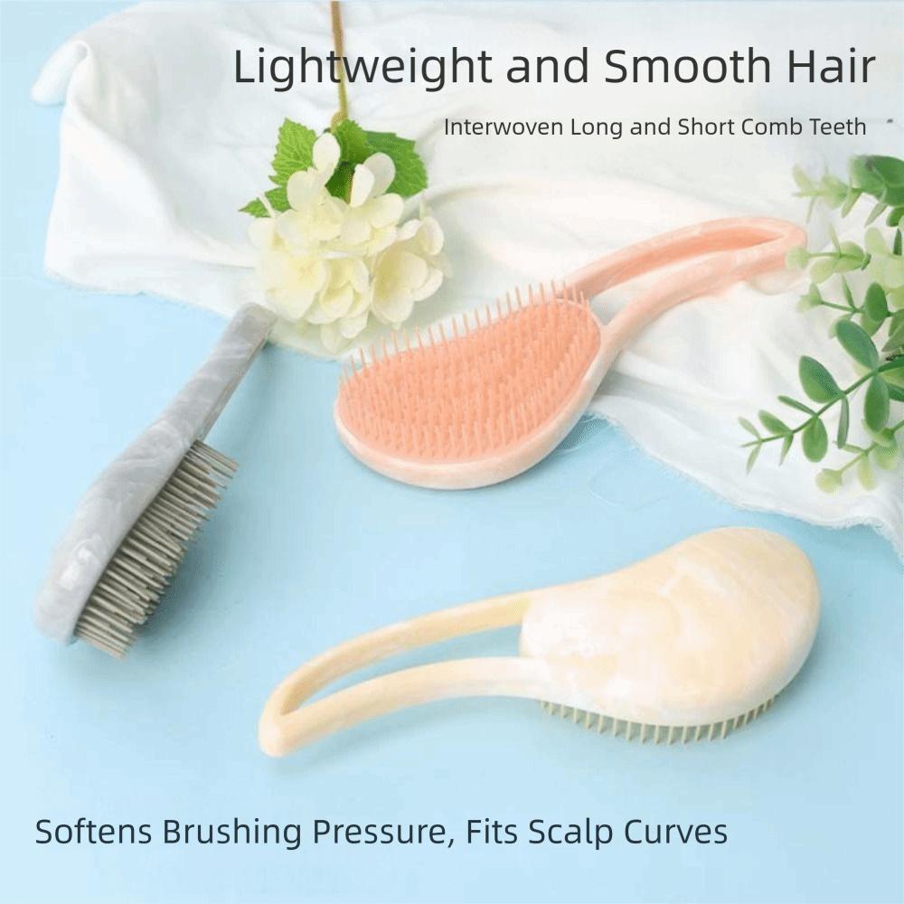 Curved Handle Scalp Massage Brush Smooth Bristles Anti-static Grooming Hairbrush Comfortable Hairdressing Comb Daily Hair Care