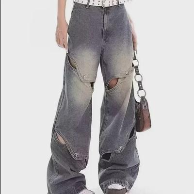 Women's High-Waist Retro Ripped Straight-Leg Jeans for Spring and Summer