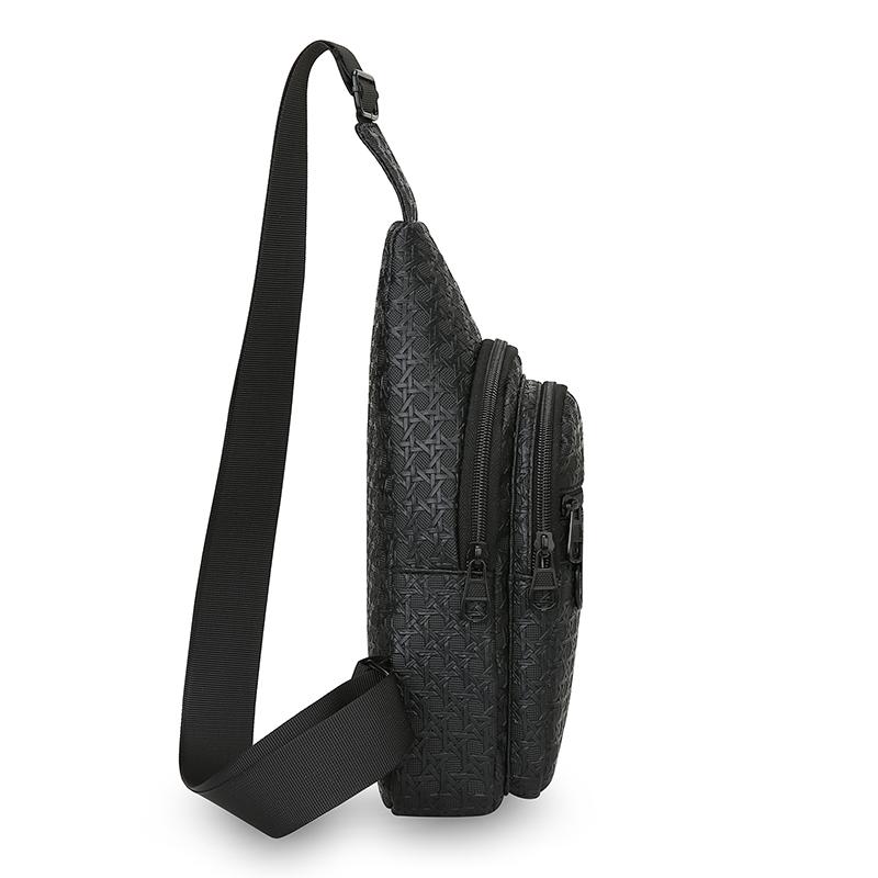 Men's PU Leather Crossbody Chest Bag - Urban Travel Sling with Earphone Hole & Multifunction Design