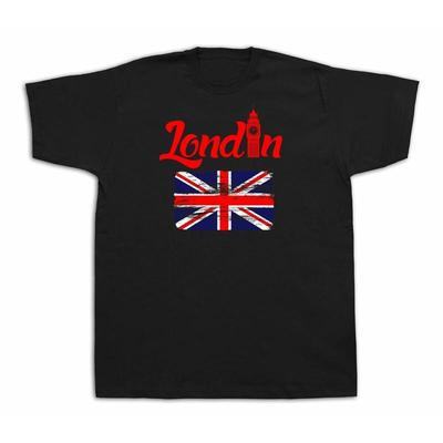 London Flag Big Ben Tourist Spots City Sites Red Bus T Shirt Funny Casual Tee