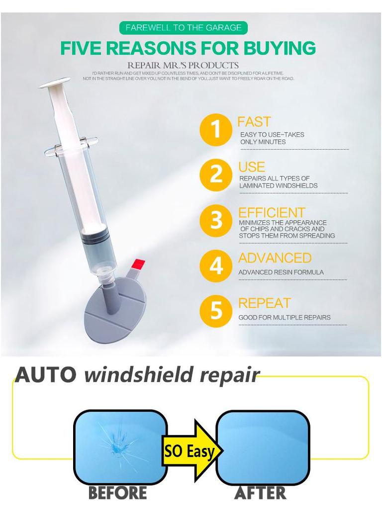 Temu Car Glass Repair Kit - DIY Hot-Selling Quick Fix Tool Set