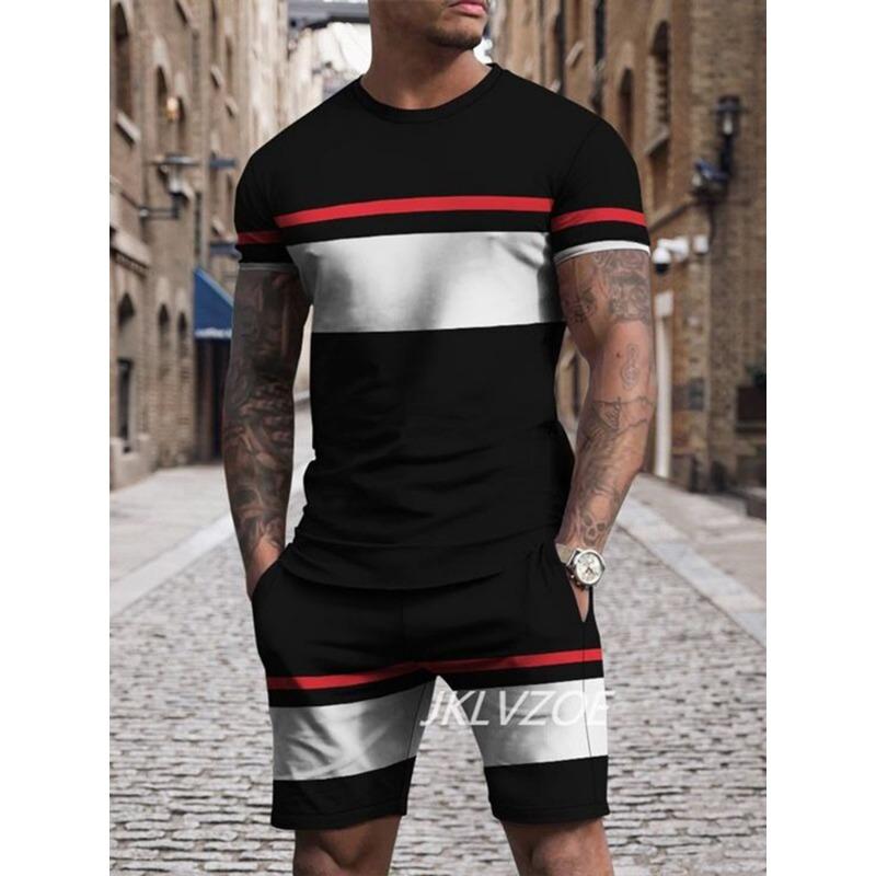Herren 3D-gedruckte Trainingsanzug-Sets Sommer Mode Kleidung T-Shirt Shorts Anzüge Sportbekleidung Mann Lässig Streetwear Übergroße Outfits