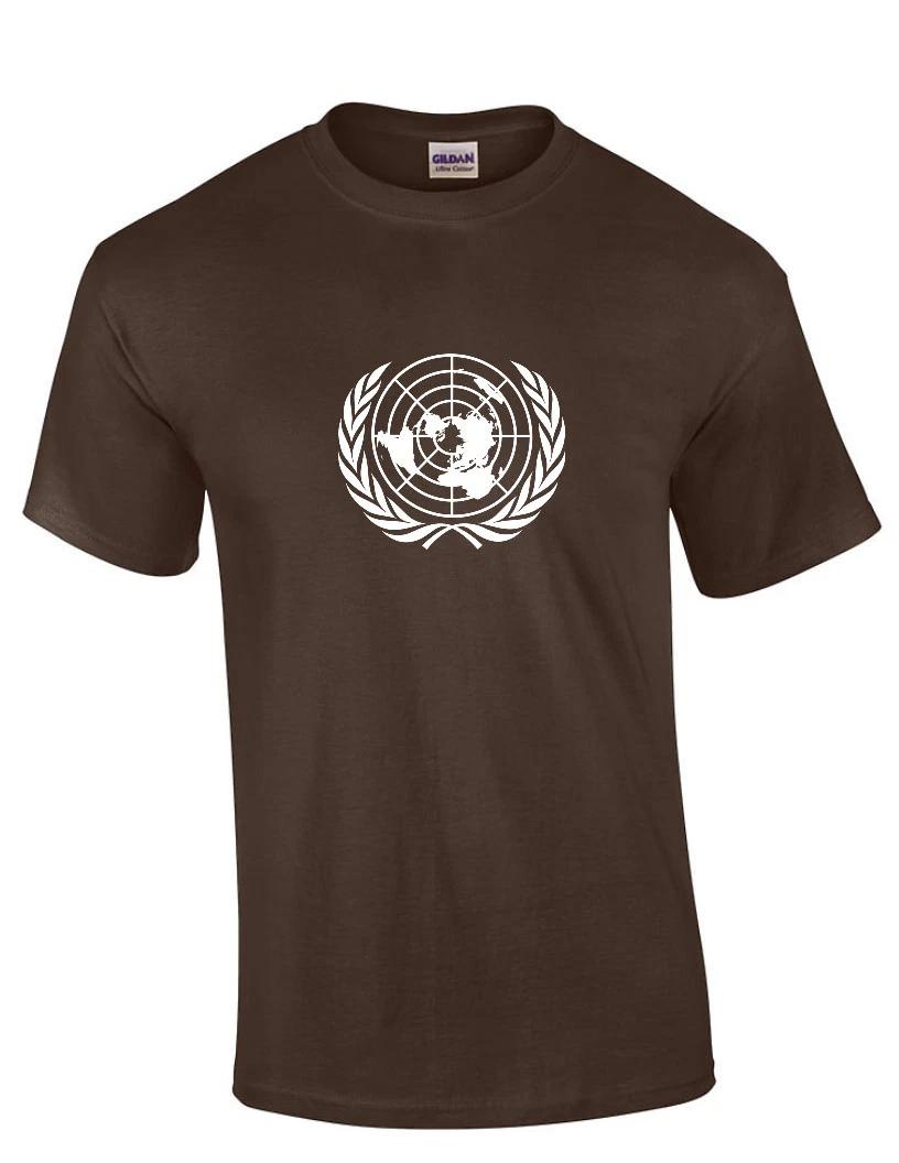 

UN United Nations Peace Keeper T-Shirt White Logo Brown Cotton Tee Shirt S - 5XL L