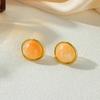 IngeSight.Z 5Color Classic Retro Stainless Steel Geometric Stud Earring Boho Trendy 18K Gold Plated Inlaid Resin Earring Jewelry