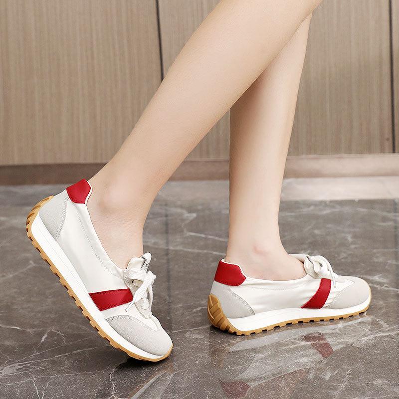 Casual shoes 2025 spring and summer breathable white shoes casual women's sports shoes thick soled women's shoes
