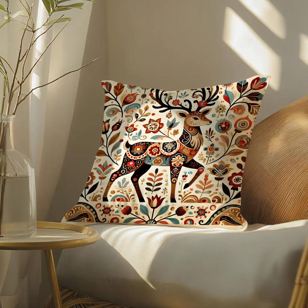 Colorful Plant And Classic Animal Print Pillow Case Double-Sided Plush Sofa Cushion Covers Organic Breathable Invisible Zipper