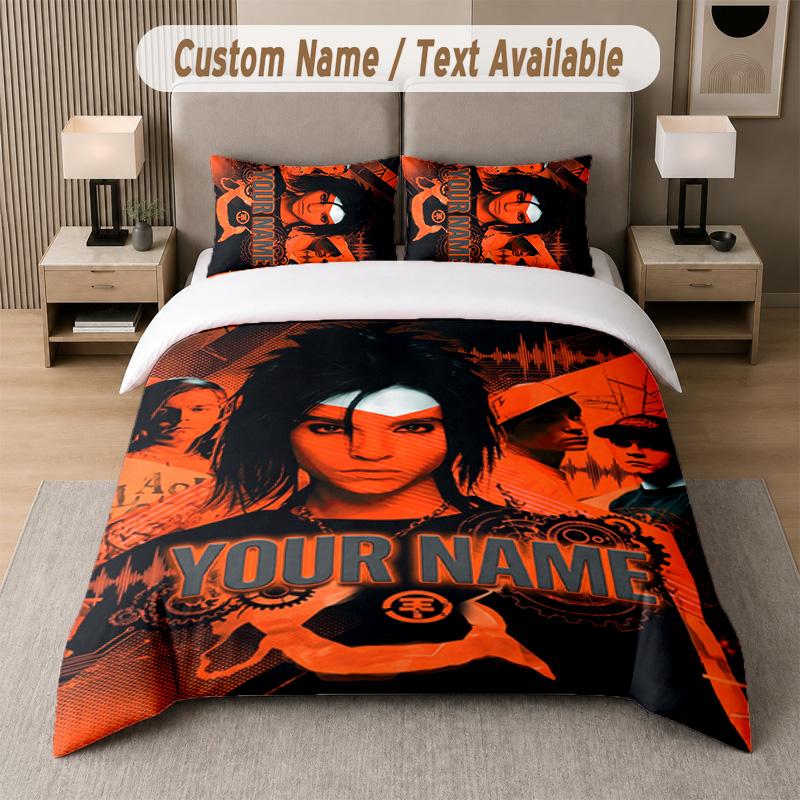Tokio Hotel 3Pcs Bedding Set, Personalized Custom Name Text, 1 Duvet Cover & 2 Pillowcases For Bedroom