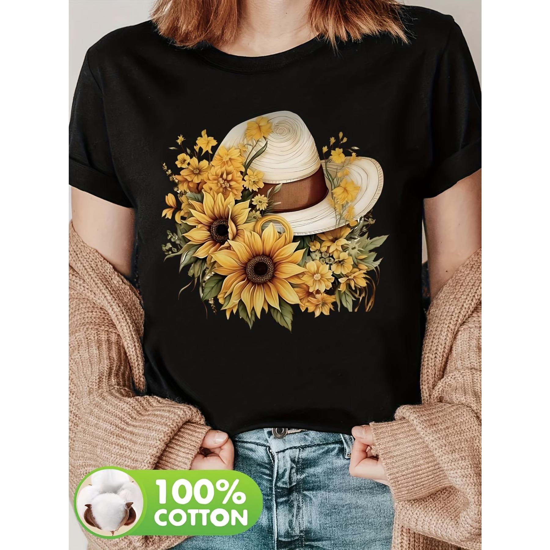 Women s Casual Short Sleeve T-Shirt - Artistic Floral & Snake Light Beige Graphic Print, Breathable Spring Summer Top S чёрный
