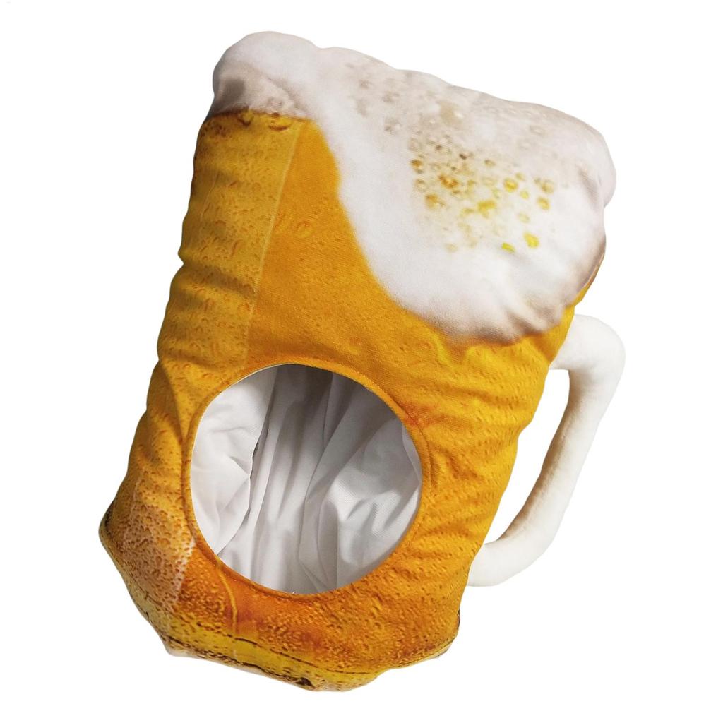 Plush Beer Mug Hat Plush Funny Cup Yellow Beer Plush Hat Toy Cartoon Full Headgear Caps Cosplay Costume Party Photo Props