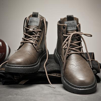 Mode Herren Worker Boots Herbst Winter Lässiger Lederschuh für Herren Persönlichkeit Straße Rutschfest Strapazierfähig Bequemes Herrenschuhwerk