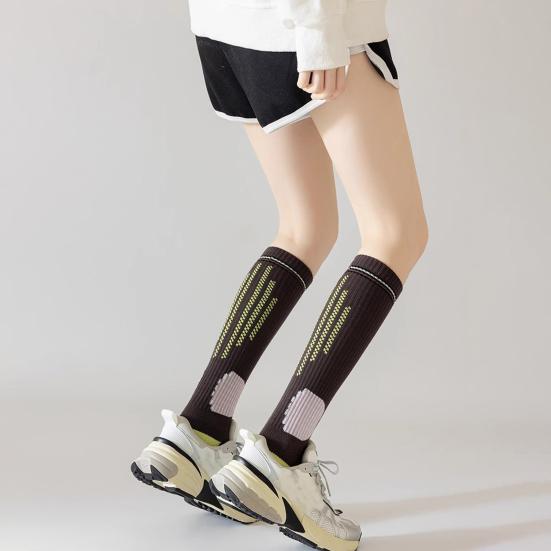 Sports Compression Socks Women Knee High Athletic Socks Elastic Breathable Cushioned Socks for Running Fitness Yoga Dance