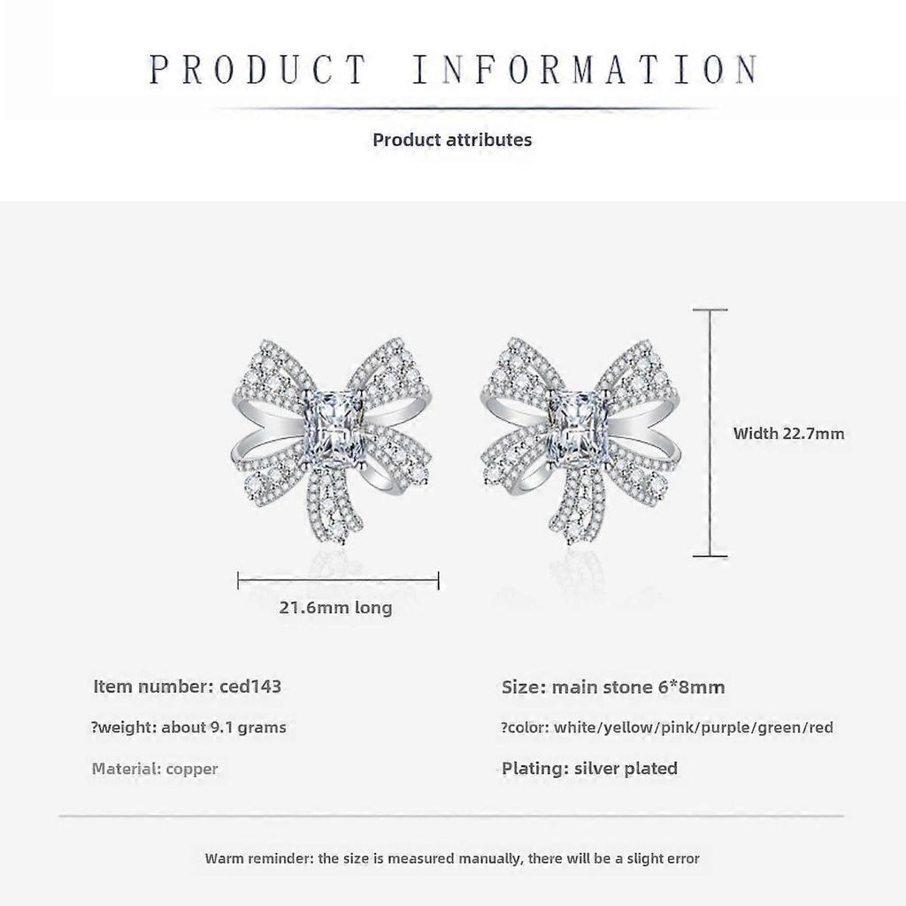 Diamond Earrings for Women Bows Emerald Earrings Jewelry for Her Birthday Christmas Gifts