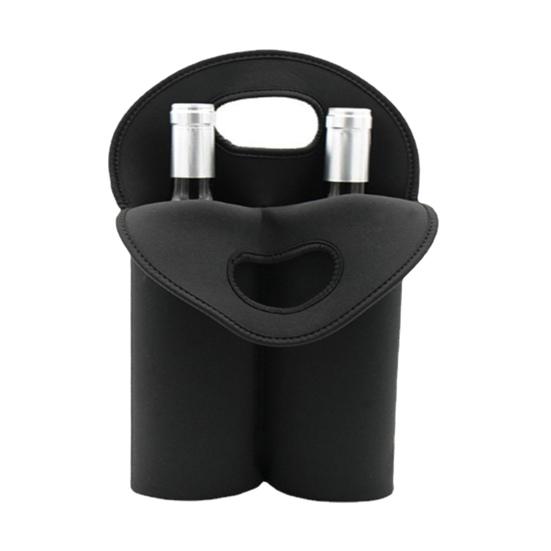 Neoprene Double Wine Tote Bag Reusable Carrier Cooler for 2 Standard 750ml Bottles Wine