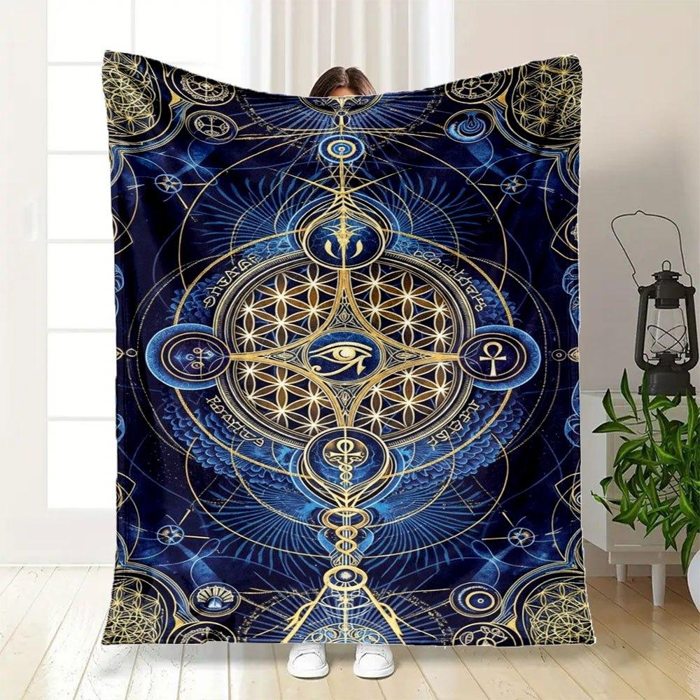 Sacred Geometry Tapestry - Spiritual Symbols Wall HangingBlanket Flannel Throw Blanket for Sofa, Bed, Travel, Camping, Office, Couch, Chair,