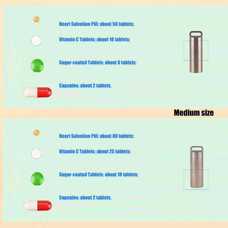 Waterproof Medicine Box Case Keychains Holder Pills Box Case Stainless Steel Pills Container Bottles Pills Container