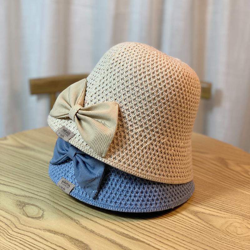 Korean Ladys Hat Foldable Sunblock Beach Hat Bow Big Brim Fishermans Hat